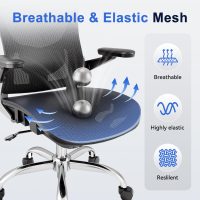 Ergonomic Office Chair，Mesh Seat Cushion with 3D Armrests and 3D Headrest, Adjustable Lumbar Support with Rocking Function, SGS Class 4 Gas Clylinder，Black - Image 6