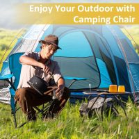 Folding Camping Chair with Cup Holder & Storage Bag, 225lbs Capacity, Large Anti-Sink Feet, Breathable PE Coated Fabric for Outdoor, Hiking, Beach, Fishing, Backpacking, Blue - Image 4