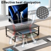 gianotter Desk Organizers and Accessories, 2-Tier Metal Monitor Stand Riser, Desk Organizer for Monitor, Office Desk Storage Organizer for Office Supplies (Black) - Image 3