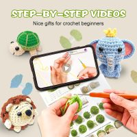 Amigurumi Crocheting Animals Kits, Crochet Kit for Beginners with Step-by-Step Video Tutorials-Hedgehog,Elephant, Turtle, Knitting Starter Pack for All Ages Birthday Gift Idea - Image 3