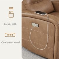 Watson & Whitely Swivel Power Recliner Glider Rocker, Small Recliner with Charging Port for Living Room, Faux Leather in Camel - Image 8