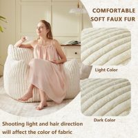 Giant Bean Bag Chairs for Adults Teens, Large Bean Bag Sofa Chairs with Filling Comfy Fuzzy BeanBag Chair with Armrests for Bedroom Living Room Reading - Image 4