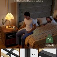 Queen Size Bed Frame with 56" Headboard - 1000LBS Capacity Support, Velvet Upholstered Wingback Platform Bed Frame, Noise Free, Sturdy Wooden Slat Support - Image 3