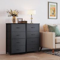 ODK Dresser for Bedroom with 4 Storage Drawers, Small Dresser Chest of Fabric Drawers with Sturdy Steel Frame, Wood Top, Black - Image 6