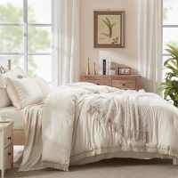 Andency King Size Comforter Set 7 Pieces, Beige Bed in a Bag King Fluffy Boho Tassel Bed Set, Cream Fringe Bedding Set with Quilt Comforter, Sheets, Pillowcases & Shams - Image 6