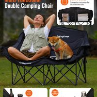 KingCamp Double Camping Chair, Oversized Heavy Duty Loveseat for Adults Portable Folding XL 2 Person Couch Padded Comfortable Two Seat with Cup Holder for Outdoor Lawn Backyard - Image 5