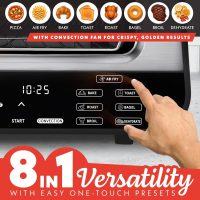 Gourmia Indoor Pizza Oven Air Fryer Toaster – 1800W Countertop Multi-Cooker with Pizza Stone, Digital Controls & 6 Presets, Stainless Steel - Image 3