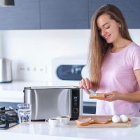 Elite Gourmet ECT-3100 Long Slot 4 Slice Toaster, Reheat, 6 Toast Settings, Defrost, Cancel Functions, Built-in Warming Rack, Extra Wide Slots for Bagels & Waffles, Stainless Steel & Black - Image 2