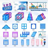 Magnetic Tiles 102pcs with 2 Stairs 2 Dolls Princess Castle Building Girls Toys Age 4-5 6-8 Magnetic Blocks Birthday Xmas Gifts for Girls Toys for 3 4 5 6 7 8+ Year Old - Image 2