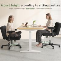 Criss Cross Chair with Wheels and Flip-up Arms, Adjustable Height, Teddy Plush Fabric,Black, Hide Dust, for Bedroom, Home Office, Apartment - Image 5