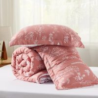 Bedsure Queen Comforter Set - Grayish Pink Bed Set, 3 Pieces Cute Floral Bedding, 1 Soft Reversible Botanical Flowers Comforter and 2 Pillow Shams - Image 7