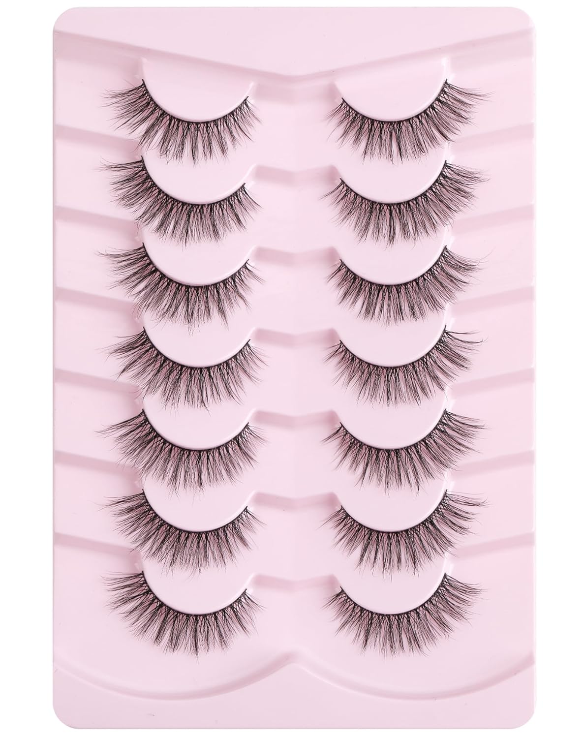 Onlyall Natural Lashes Wispy Lashes Natural Look False Eyelashes Natural Flared Eyelashes False Eye Lashes Soft Fluffy Lashes 7 Pairs D-K06, Black - Image 7