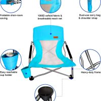 Nice C Adults Low Beach Chair, Sling, Folding, Portable, Concert, Kids, Boat, Sand Chair with Cup Holder & Carry Bag (2 Pack of Blue) - Image 6