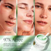 Farmacy Makeup Remover Cleansing Balm - Green Clean Waterproof Makeup Remover + Oil Based Cleanser - Gentle Exfoliating Double Cleanser - Melts From Balm to Milky Lather (100ml) - Image 3