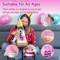 Number 2 Pink Purple Dog Paw Birthday Candles Cake Topper Numeral Birthday Candles for Boy Girl Dog Paw Decoration(Number 2, Pink,Purple) - Image 7