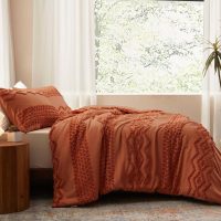 Luxudecor Terracotta Boho Tufted Comforter Set King Size 3 Pieces Boho Shabby Chic Comforter Farmhouse Embroidery Bedding Set Soft Comforter for All Seasons (Terracotta, 104''x90'') - Image 4