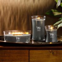WoodWick Medium Hourglass Candle Evening Bonfire Scented with Premium Soy Blend Wax Pluswick Innovation Wood Wick Fall Decor Fragrance - Image 4