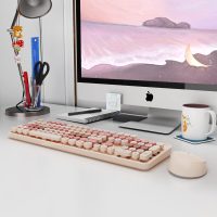 Wireless Keyboard and Mouse, KOOTOP Cute Keyboard and Mouse, 2.4G Wireless Keyboard with Retro Round Keycap for PC, Mac, Laptop,Computer Windows (Milk Tea) - Image 9
