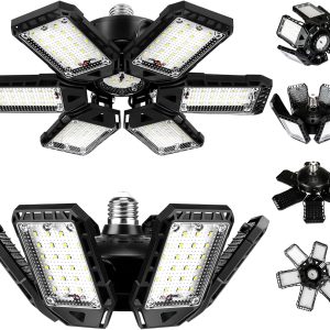 LED Garage Lights Bulb 2 Pack 180W 18000LM 6500K Led Shop Light with 6 Plus 1 Deformable Panels Basement Barn Ceiling Lights for E26/E27