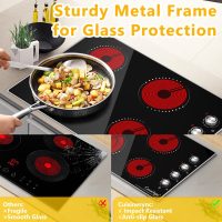 30 Inch Electric Cooktop, 4 Burner Built-in Electric Stove Top with 9 Power Levels, Knob Control, Auto shutdown and Residual Heat Warning, 7200W, 220-240V for Hard Wire - Image 8