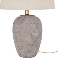 Nourison Home 23" Greyish Brown Earth Tone Rustic Farmhouse Ceramic Table Lamp for Bedroom, Living Room, Dining, Office, with Beige Linen Shade - Image 5