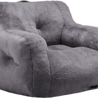 Hobestluk Bean Bag Chair for Adult Small Bean Bag Chairs with Arms Furry Beanbag Chair with Foam Filler Stuffed Bean Bag Sofa for Reading in Bedroom Living Room and Dorms(Grey) - Image 9