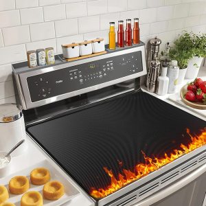 Stove Top Covers For Electric Stove Mat, Heat Resistant Stove Mat for Glass Top Stove Double-Sided Fireproof Waterproof Oilproof 30 x 21 Inches Black