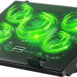 Kootek Laptop Cooling Pad, Laptop Cooler with 5 Quiet Fans for 12"-17" Computer PC Notebook Gaming Laptop Fan, Height Adjustable Laptop Cooling Stand Laptop Accessories, Green