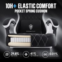 Dowinx Fabric Gaming Chair, Ergonomic Computer Chair with Footrest and Pocket Spring Cushion, Height Adjustable Video Gamer Chair with Lumbar Support for Adults, Black - Image 4