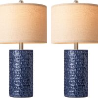 PARTPHONER 23" Modern Ceramic Table Lamp Set of 2, Table Lamps for Living Room, Rustic Farmhouse Bedside Lamps Nightstand lamp for Bedroom, Desk Lamp for End Table Home Decor Navy Blue - Image 9