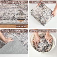 YOH Boho Washable Rug 5x7, Charcoal Gray Vintage Non Slip Area Rug, Distressed Indoor Carpet for Living Room Bedroom Kitchen Office - Image 6