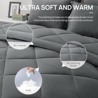 Love's cabin Full Comforter Set Dark Grey, 7 Pieces Full Bed in a Bag, All Season Bedding Sets with 1 Comforter, 1 Flat Sheet, 1 Fitted Sheet, 2 Pillowcase and 2 Pillow Sham - Image 5