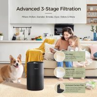 Purivortex Air Purifiers for Bedroom, Quiet Air Purifier with HEPA Filter for Pollen, Smoke, Dust, Pet Dander, Odor, Hair, Ozone Free, Covers Up to 880 Sq Ft, AC400 Black - Image 3