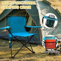 Folding Camping Chair with Cup Holder & Storage Bag, 225lbs Capacity, Large Anti-Sink Feet, Breathable PE Coated Fabric for Outdoor, Hiking, Beach, Fishing, Backpacking, Blue - Image 3