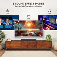 Sound Bar Speakers Bluetooth Wireless, TV Speakers Sound Bar Subwoofer, Home Theater Surround Sound Bar HDMI(ARC) Optical AUX USB 2.1ch Home Audio Sound System TV PC Wall Mount, Ebblack - Image 5