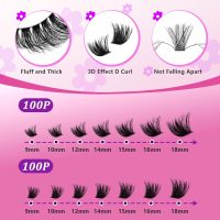 C Curl Lash Clusters Extensions 280 Pcs Individual Eye lash Clusters 100D Cluster Eyelash Lashes Wispy Clusters Lashes Makeup at Home - DIY Lash Extension Kit for Self Application (9-18MM) Mix - Image 9