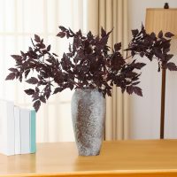 Lyrow 3 Pack Artificial Cimicifuga Plant Leaf Spray Faux Plum Cimicifuga Ramosa Leaf Branch Faux Fall Spray Silk Plants for Home Vase Wedding Garden Farmhouse Table Mantel Decor (32 Inches) - Image 4