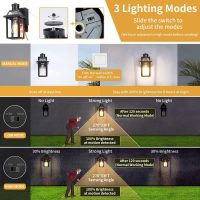 Porch Lights with GFCI Outlet, Dusk to Dawn Outdoor Lights with Outlet, 3 Lighting Modes Exterior Light Fixture Waterproof, Outside Lights for House Front Door Patio Garage - Image 3