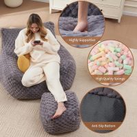 Gaming Chair Comfy Bean Bag Couch Sofa Chair for Bedroom, Modern Faux Fur Reading Bean Bag Chairs for Adults Teens, Living Room Adult Bean Bag Chair with Footrest - Image 6