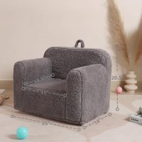 Kids Snuggly-Soft Sherpa Chair, Cuddly Toddler Foam Chair for Boys and Girls, Grey - Image 3