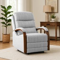 FLEXISPOT Dual Motor Power Lift Recliner Chair for Elderly, Electric Lay Flat Reclining Chair with Massage & Heat, Side Pockets, Fabric Single Sofa for Living Room,Light Gray - Image 2