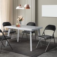 VINGLI 10 Pack Folding Chairs with Padded Seats, Metal Frame with Pu Leather Seat & Back, Capacity 350 lbs, Black - Image 2