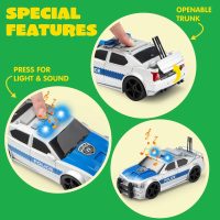 JOYIN 4 Pcs 7" Long Vehicle Toy Set, Toddlers Cars with Lights and Siren Sound, Including Play Police Car, School Bus, Garbage Truck, Ambulance, Birthday Party Gifts Toys for Boys 3-5 - Image 4