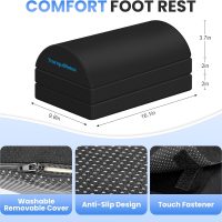 Foot Rest for Under Desk at Work, Gaming Accessories Foot Stool with 3 Adjustable Heights & Washable Cover, Comfortable Office Desk Accessories, Footrest for Office, Home and Car (Black) - Image 3