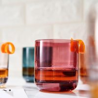 Khen Colored Old-Fashioned Drinking Glasses | Set of 6 | 9.6oz Art Deco Stemmed Glasses for Whiskey, Martini, Cocktail, Champagne, Wine | Muted Pastel Colors | Father's Day Gift Idea for Dad or Him - Image 4