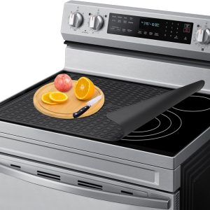 Stove Top Cover for Electric Stove, Stove Cover 28x20inch, Heat Resistant Stove Top Mat, Silicone Stove Mat for Glass Top Stove, Dish Drying Mat for Kitchen (Black, XL)