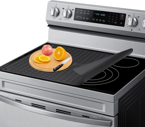 Stove Top Cover for Electric Stove, Stove Cover 28x20inch, Heat Resistant Stove Top Mat, Silicone Stove Mat for Glass Top Stove, Dish Drying Mat for Kitchen (Black, XL)