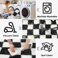 KICMOR Area Rugs for Bedroom Living Room, 4x6 Black and White Fluffy Soft Checkered Rug Fuzzy Shag Shaggy Carpet, Indoor Plush Floor Rugs for Kids Boys Girls Teen Dorm Nursery Home Decor Aesthetic - Image 4