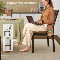 Feonase Dining Chairs Set of 6, Modern Kitchen Chairs with Ergonomic Backrest, MDF Board and Metal Legs, Dinner Chairs for Dining Room, Kitchen and Living Room, Walnut - Image 4