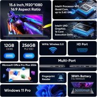 Coolby 15.6inch Windows 11 Laptop, 12GB RAM/256GB SSD, 1920x1080 IPS Display, Intel N95(Beats N5095) Quad Core Laptop Computer, Support Fingerprint, WiFi 5, BT - Image 3